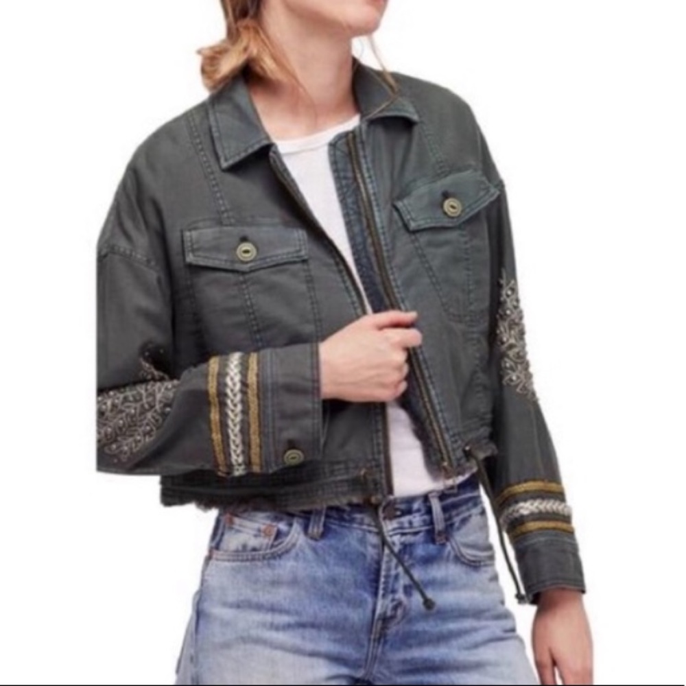 Free People Cropped Military Jacket
